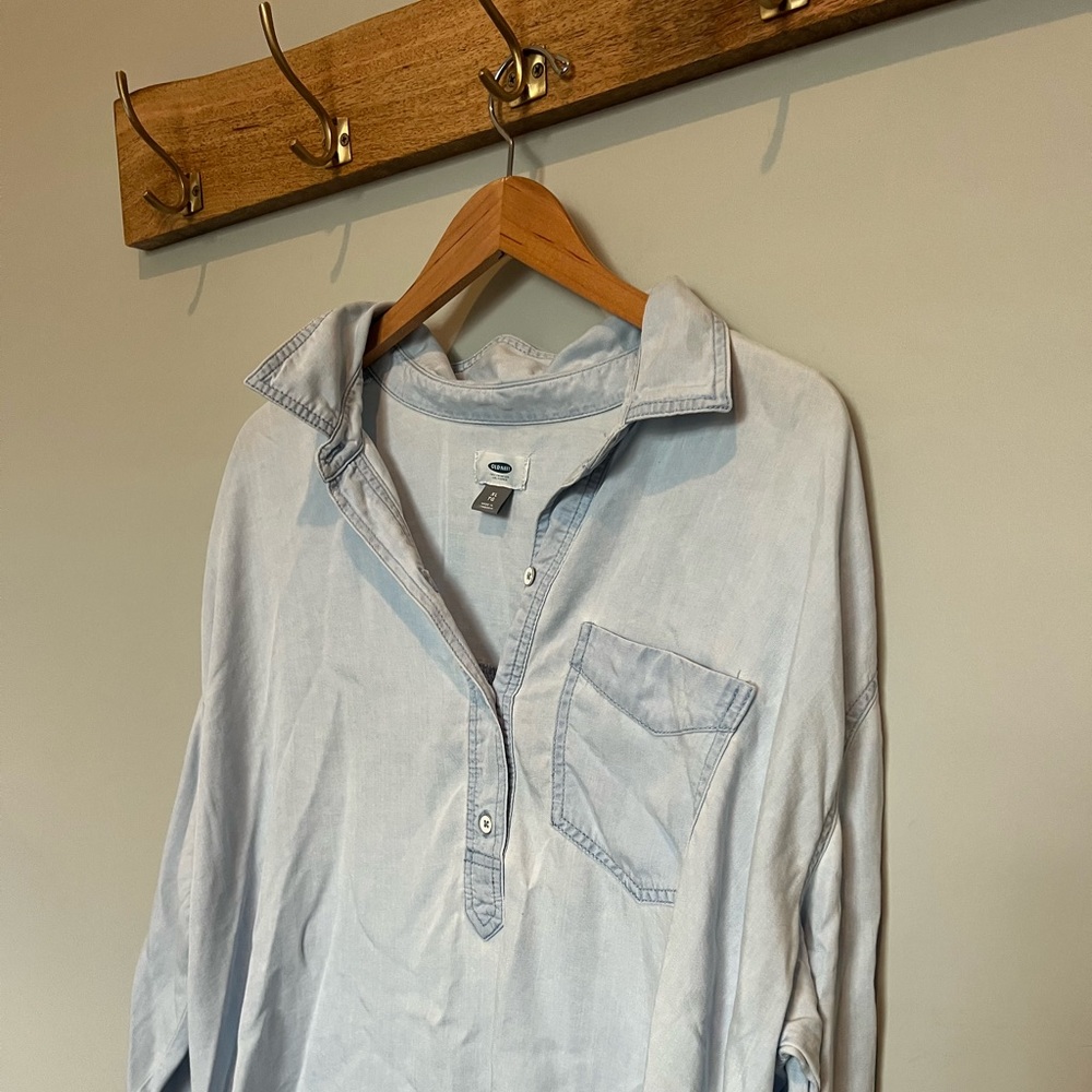 Oversized denim shirt